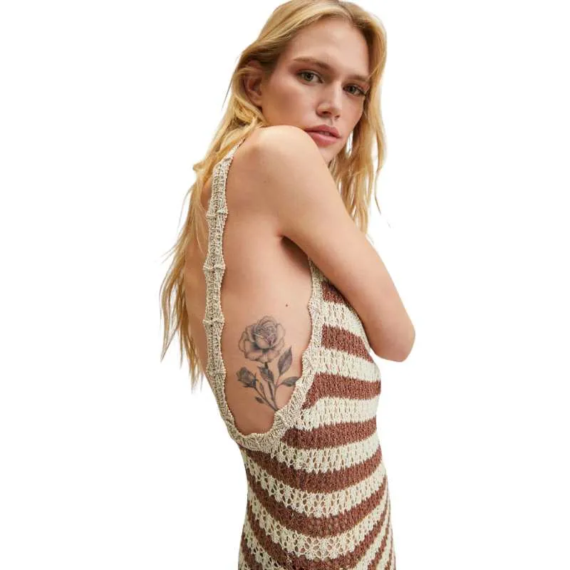 Maxi Sleeveless Striped Knit Dress