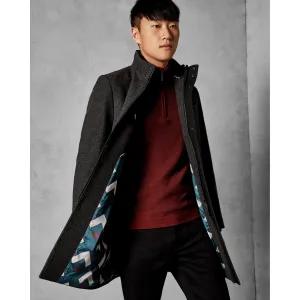 Men Mmo-Cheago-Tc8M-Funnel Neck Coat - Charcoal