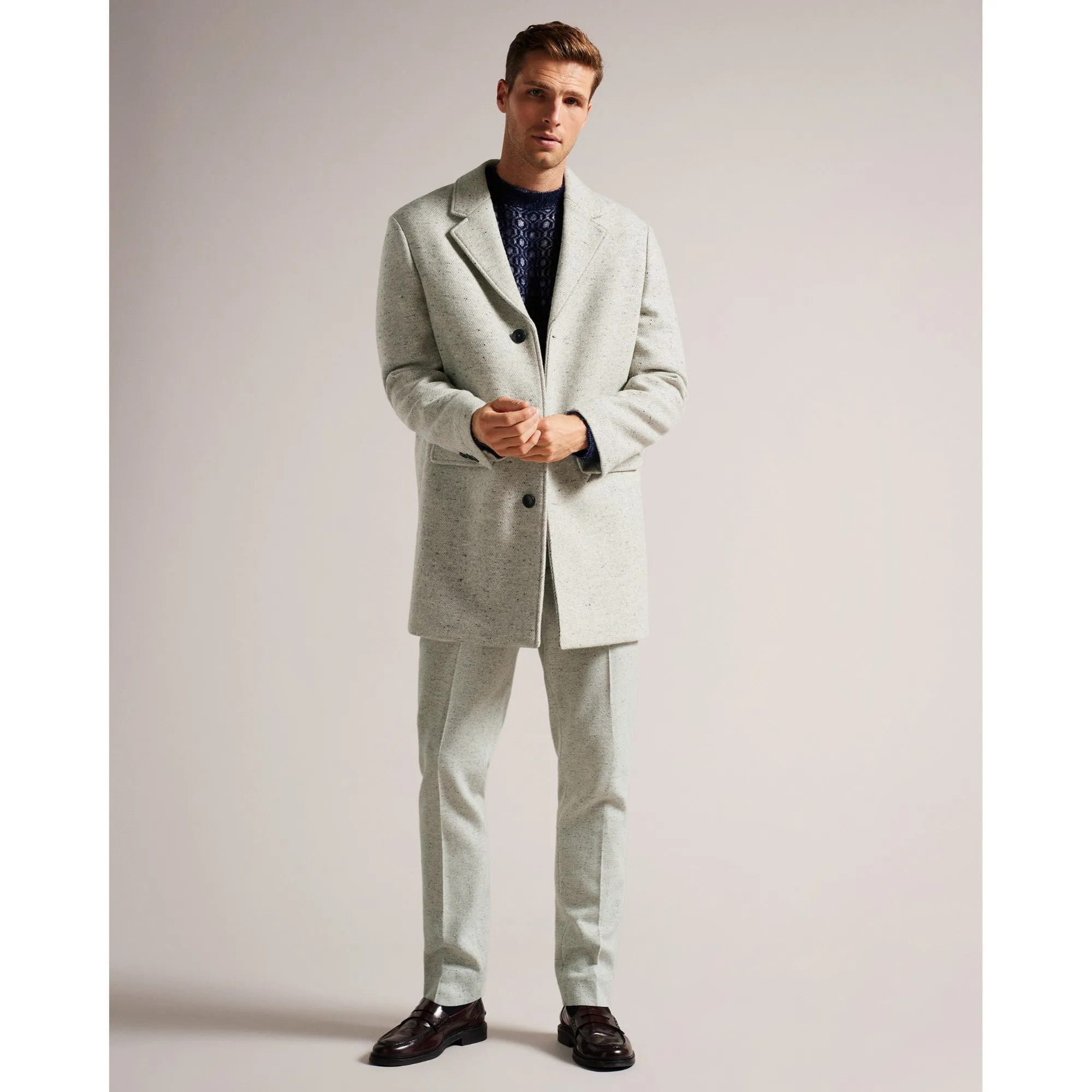 Men Mmo-Ealand-Three Button Crombie - Grey