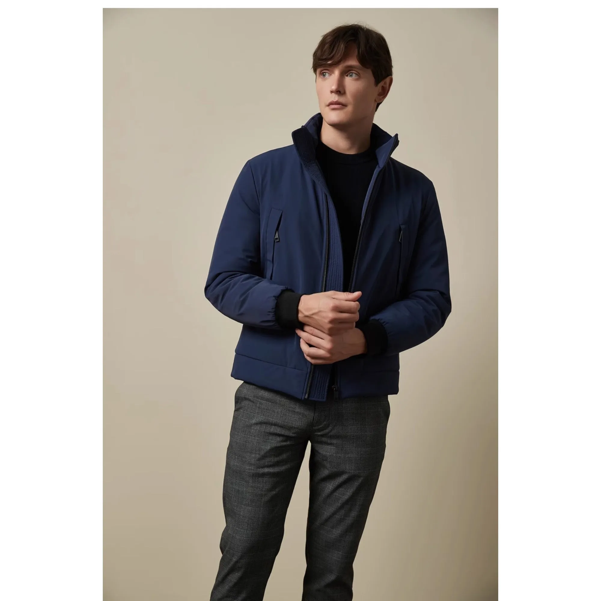 Men Mmo-Palms-Quilted Jacket - Blue