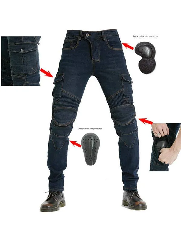 Men's Casual Motorcycle Riding Denim Pants Motorbike Anti-Fall Racing Pants with CE Certified Protective Gear All-Season
