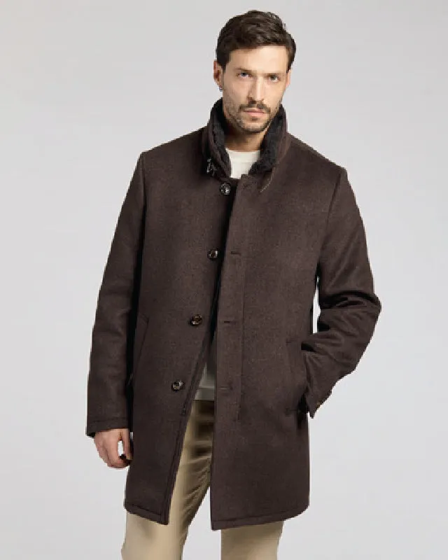 Men'S Fabric Coat - Brown