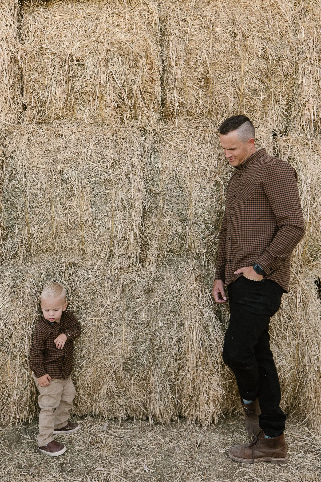 Mens John Shirt in Maple Brown Gingham - FINAL SALE
