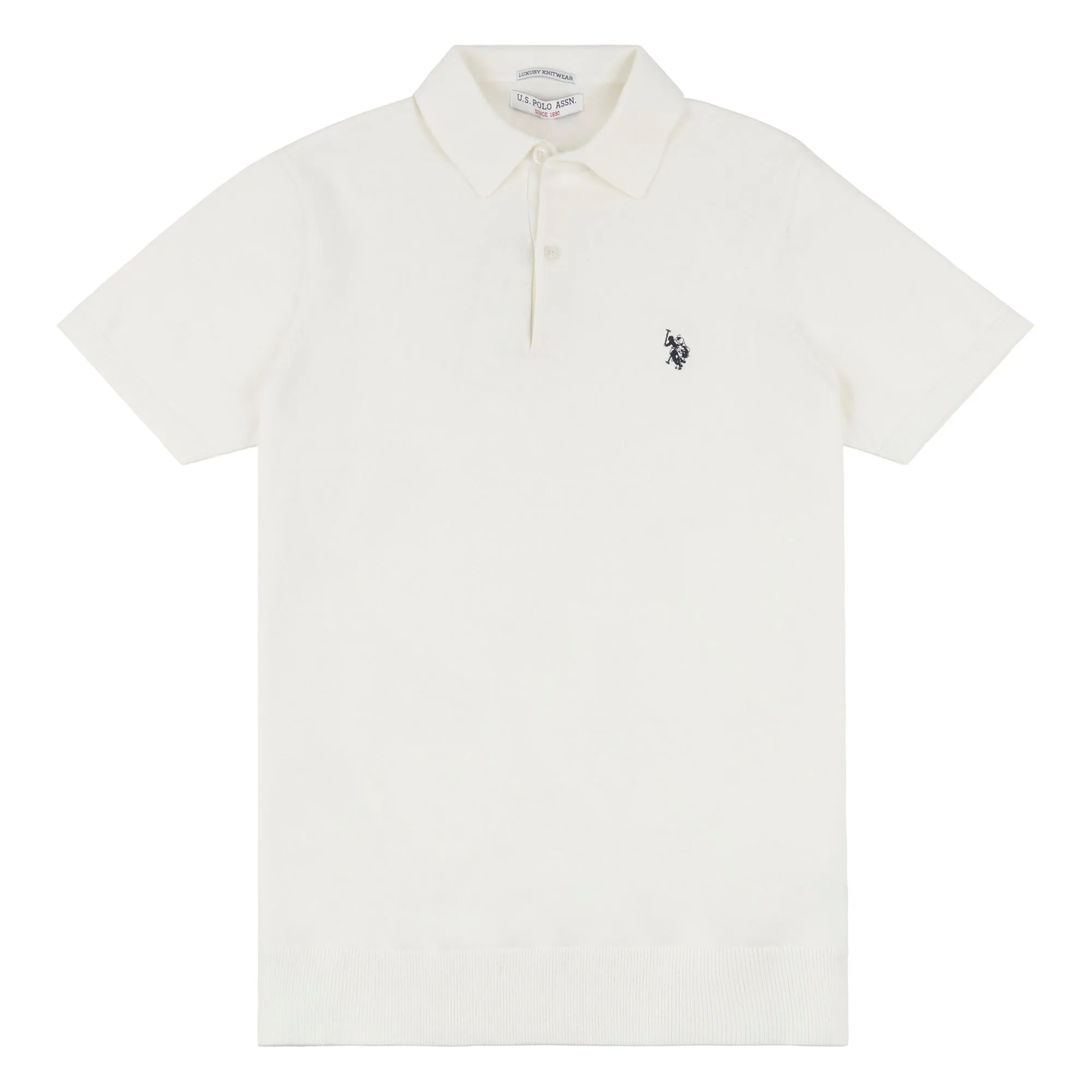 Mens Knitted Polo Shirt in Marshmallow