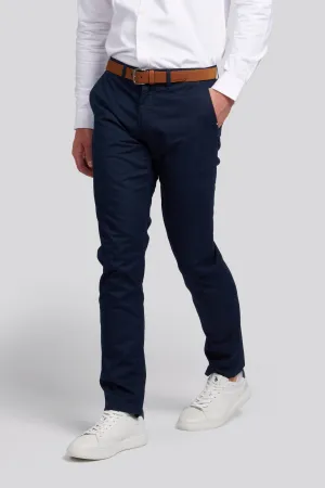 Mens Linen Blend Chino in Dark Sapphire Navy