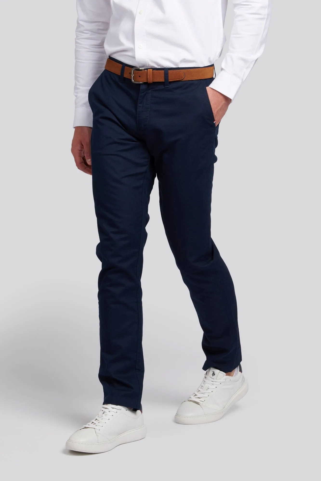 Mens Linen Blend Chino in Dark Sapphire Navy
