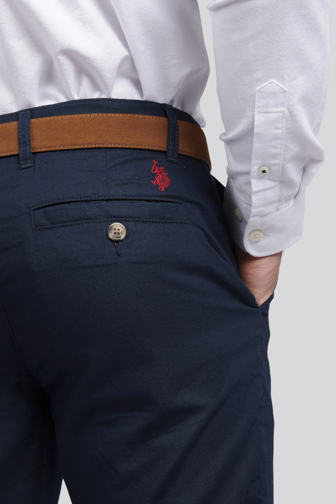 Mens Linen Blend Chino in Dark Sapphire Navy