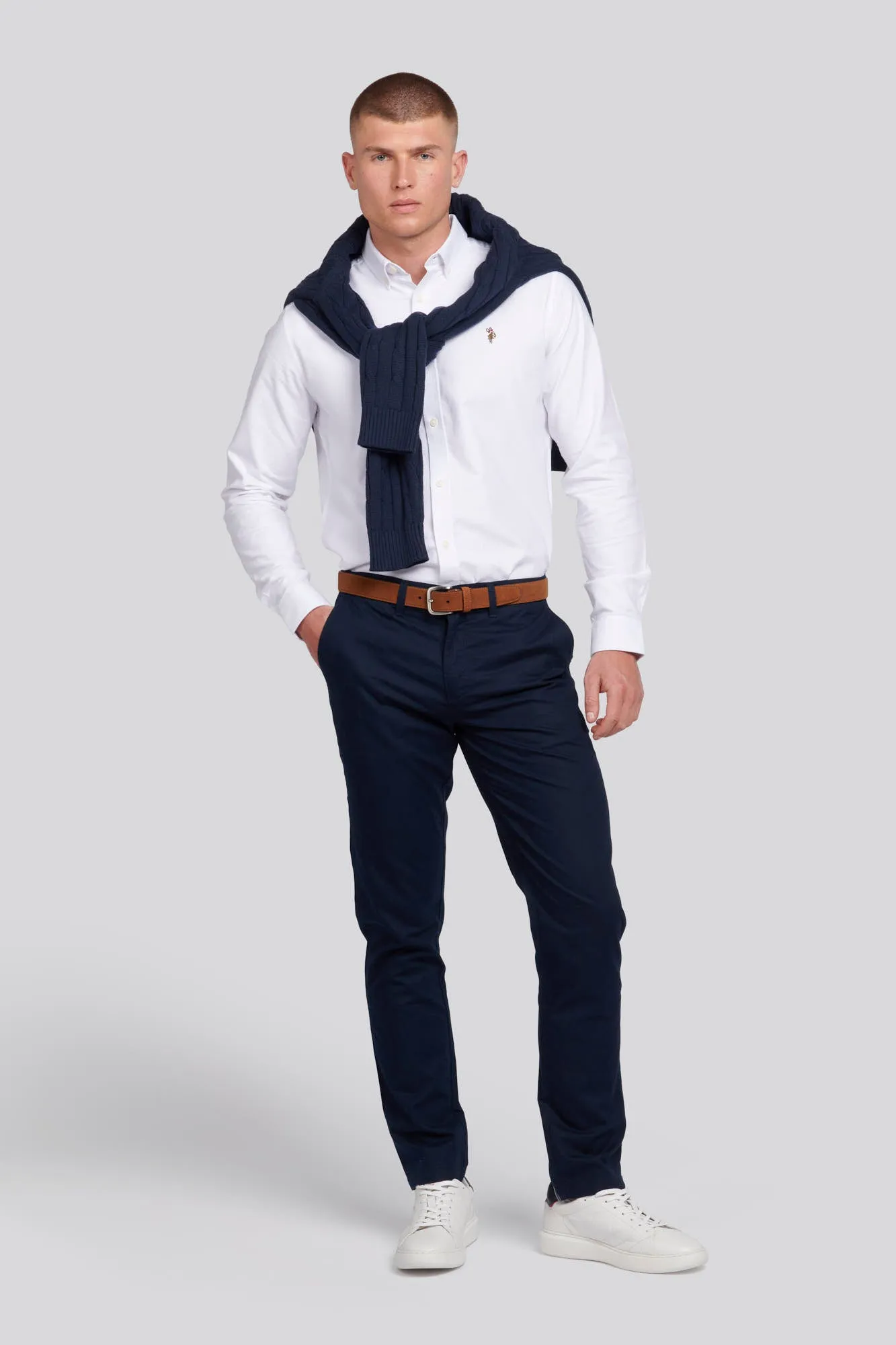 Mens Linen Blend Chino in Dark Sapphire Navy