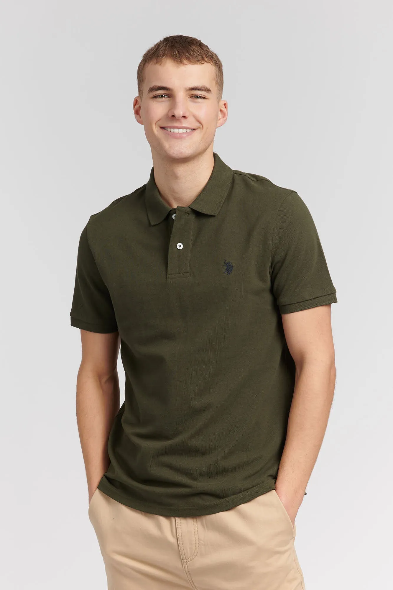 Mens Pique Polo Shirt in Forest Night