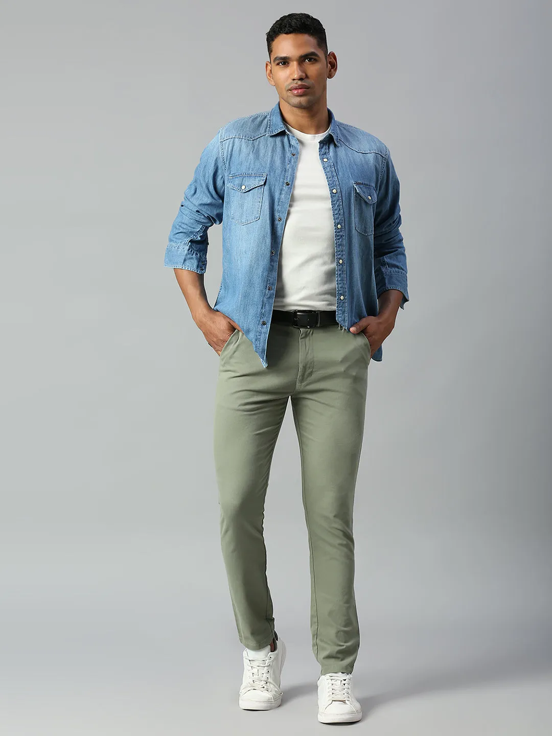 Men's Tapered Fit Cotton Chinos (Sage)