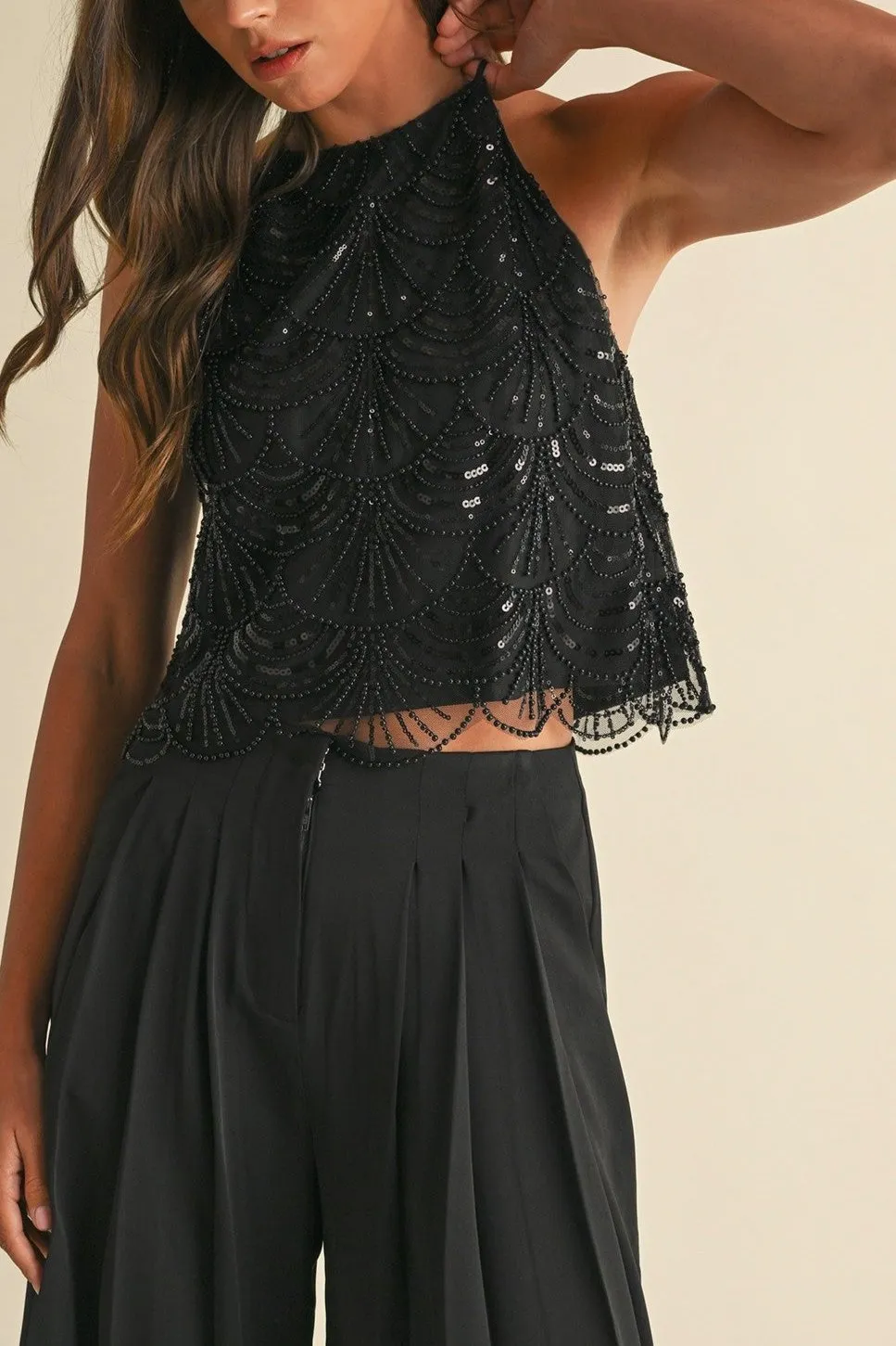Mermaid embellished sleeveless Top