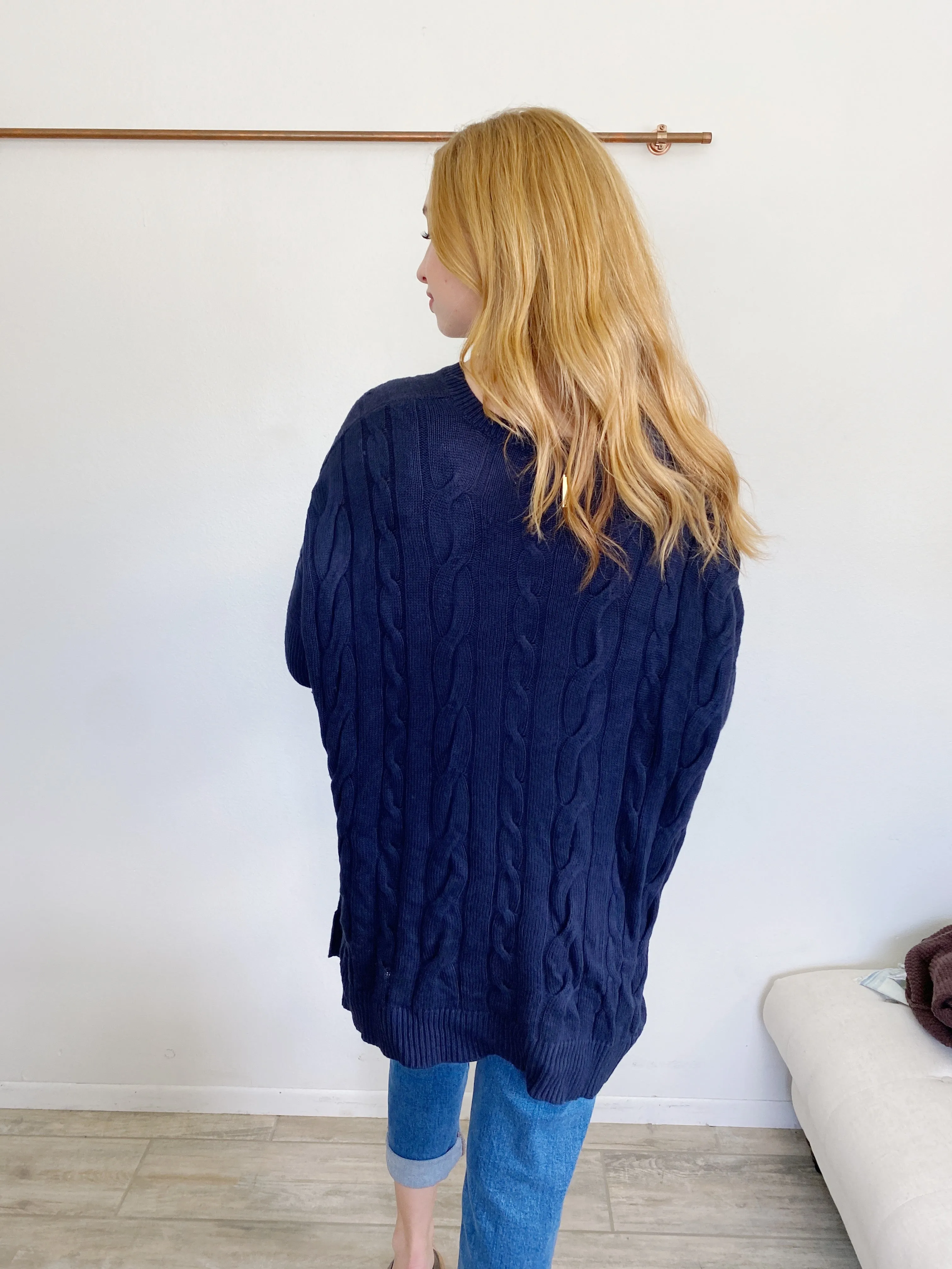 Michael Kors Navy Oversized Knit Sweater S/M