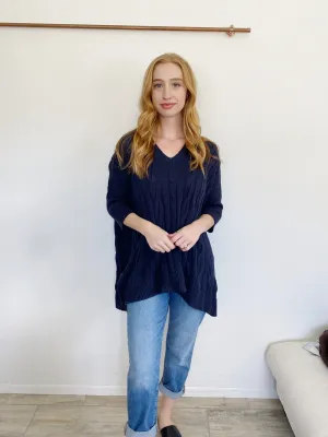 Michael Kors Navy Oversized Knit Sweater S/M