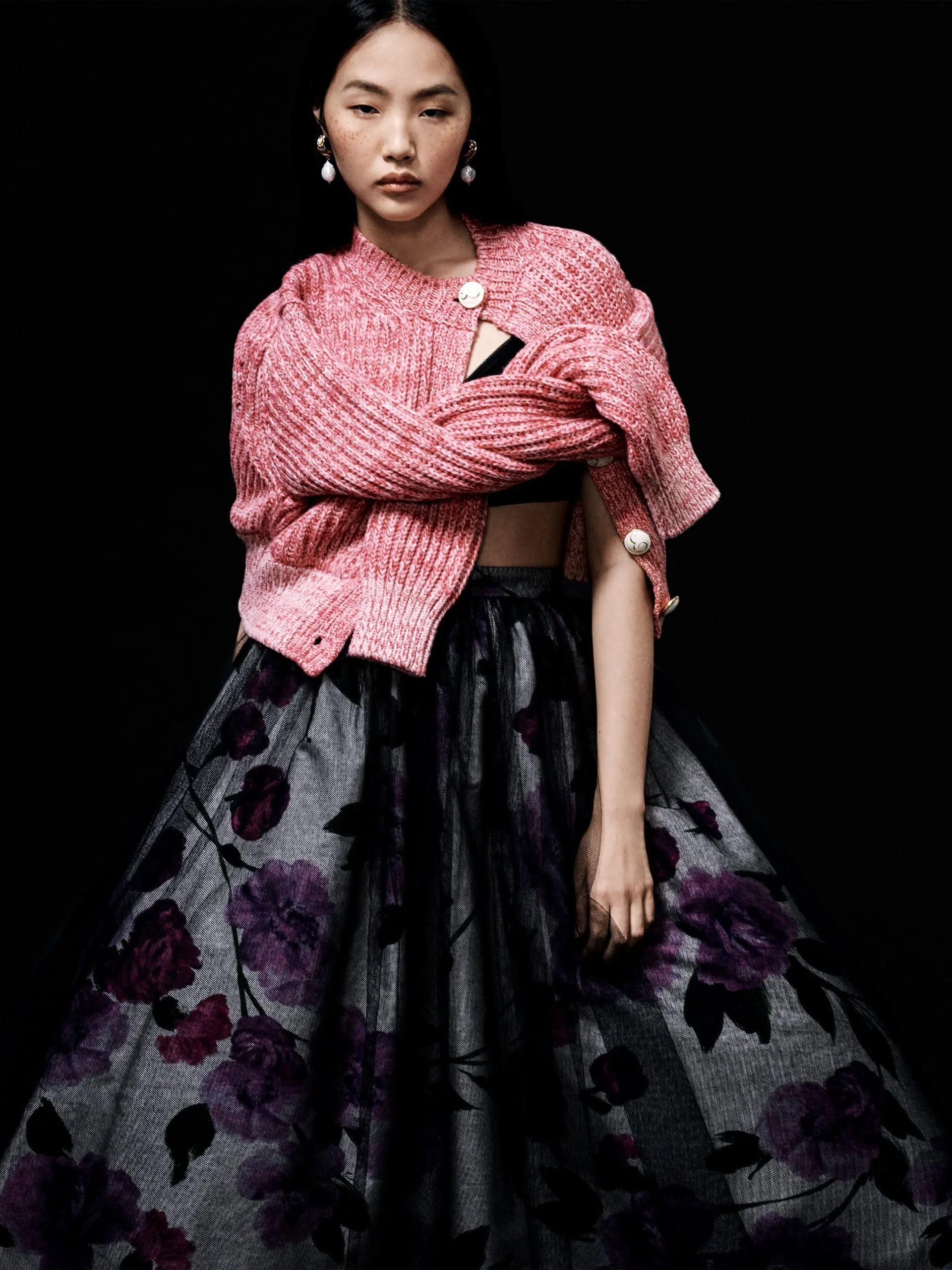 Midi skirt with tulle overlay