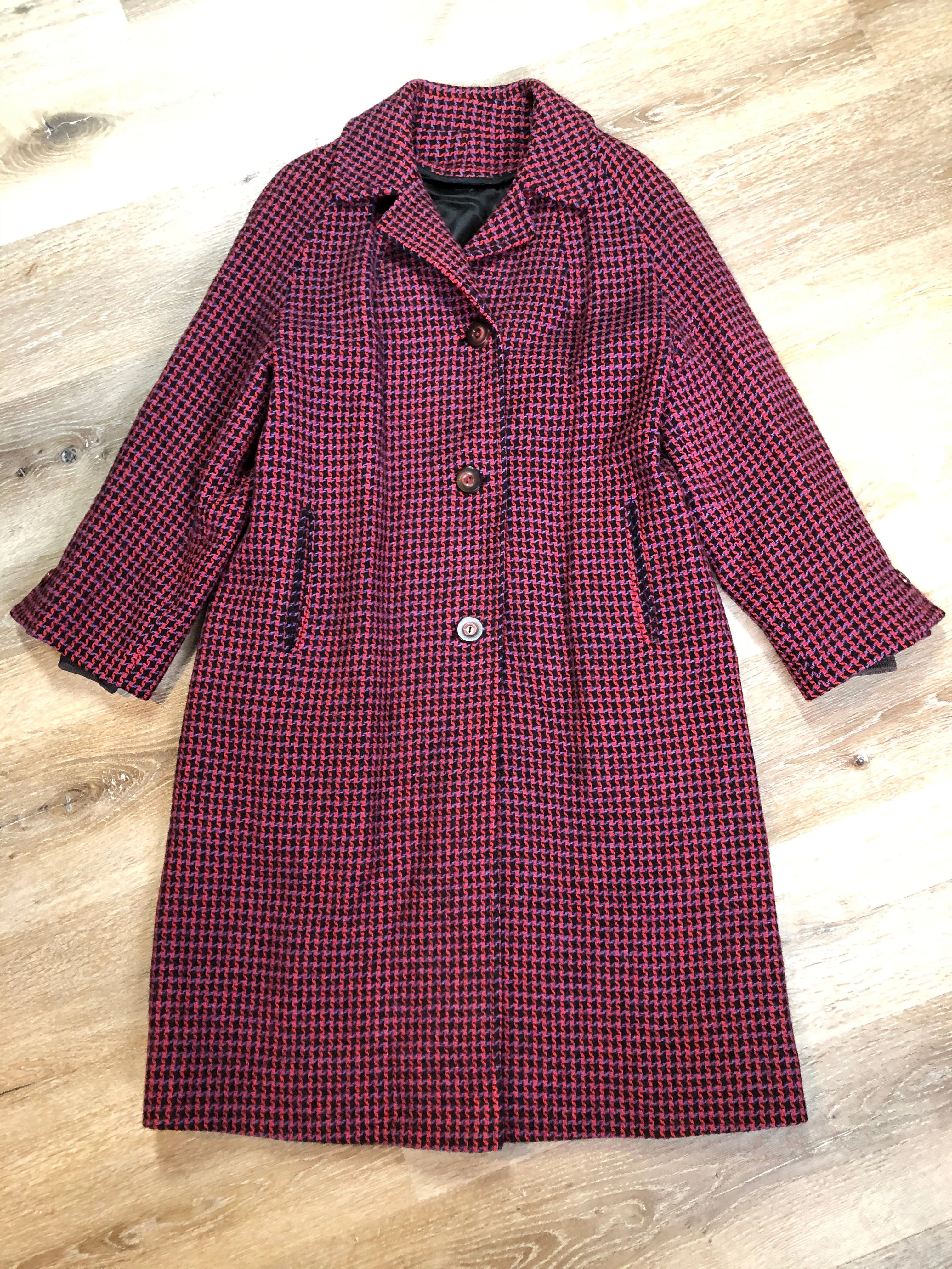 Mills Brothers Houndstooth Wool Coat, Made in Canada