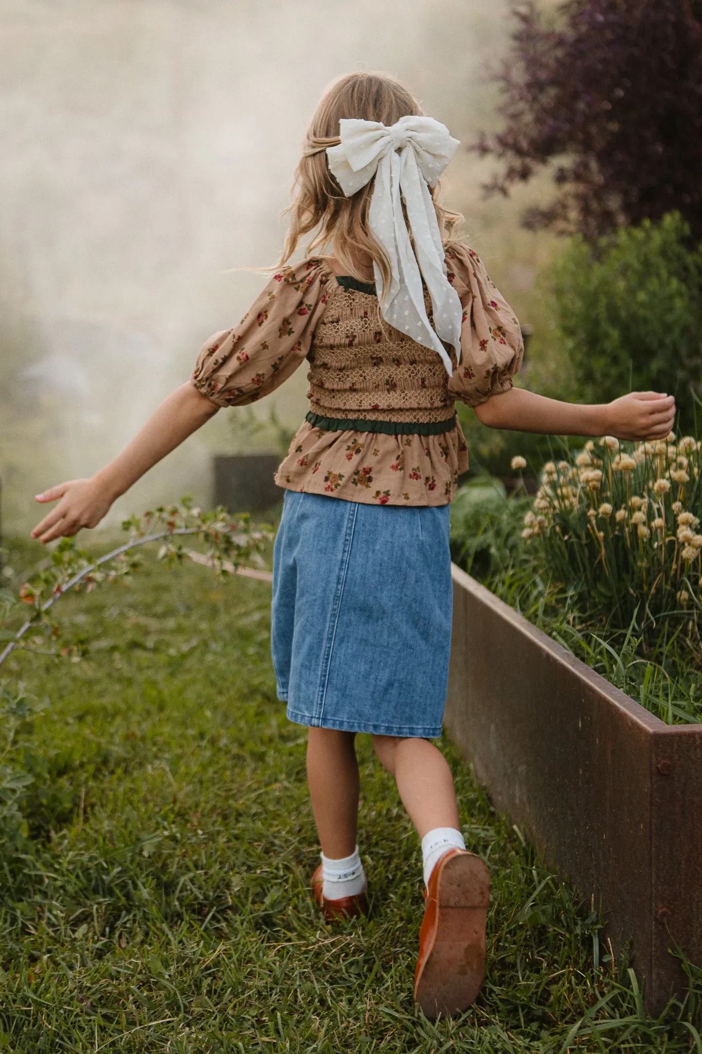 Mini Roselyn Top in Tan Floral - FINAL SALE