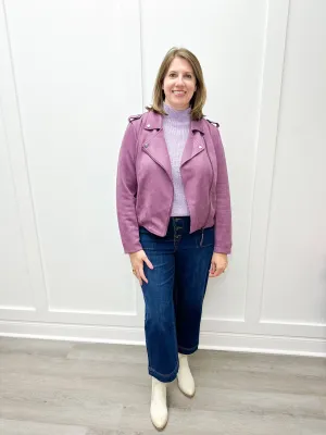 Mock Neck Tunic Sweater W/ Side Slits - Fair Orchid