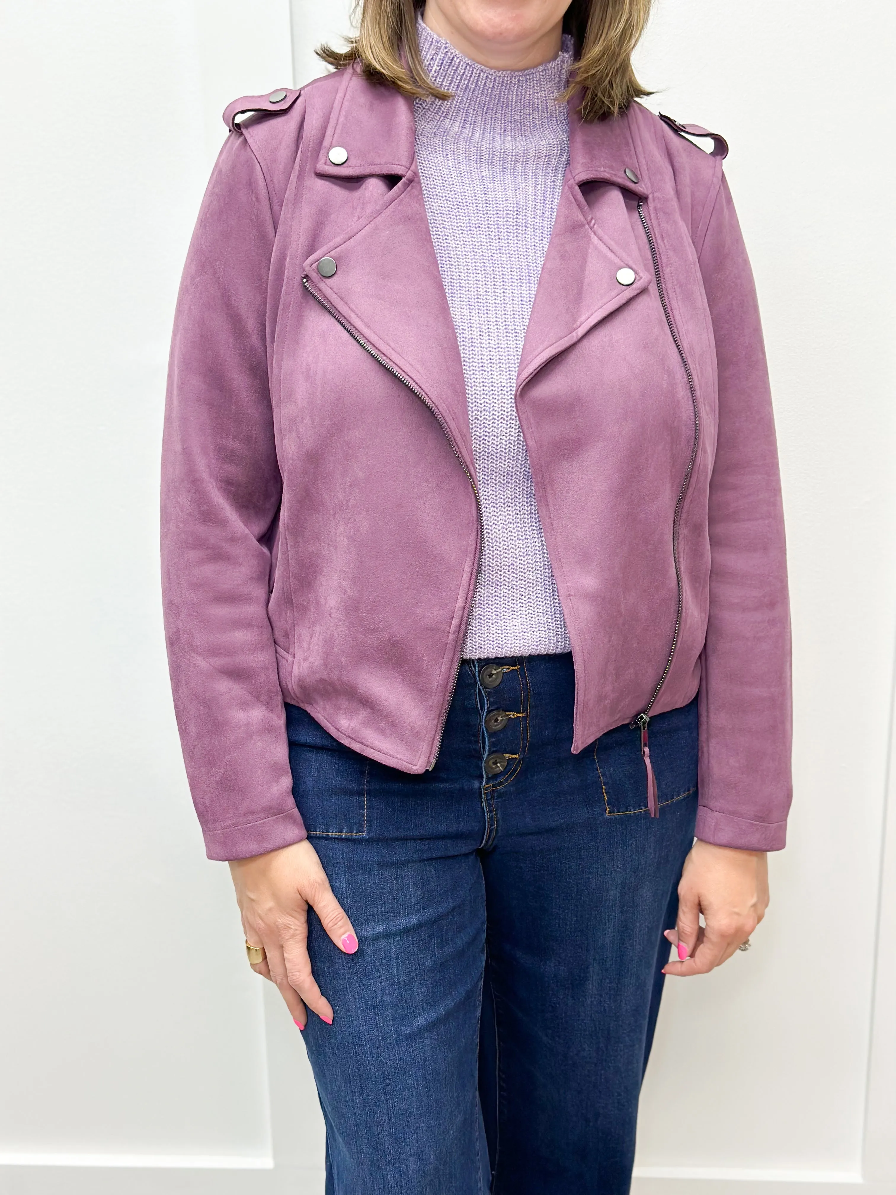 Mock Neck Tunic Sweater W/ Side Slits - Fair Orchid