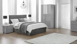 Monaco 2 Door Combination Wardrobe - Grey High Gloss