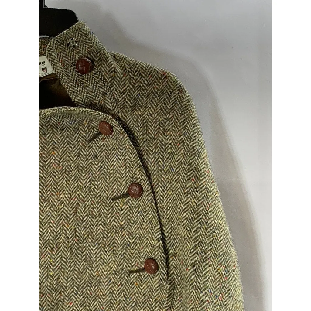 MORIARTY TEXTILES Women's Brown Tweed Wool Asymmetrical Belted Poncho Coat SZ M