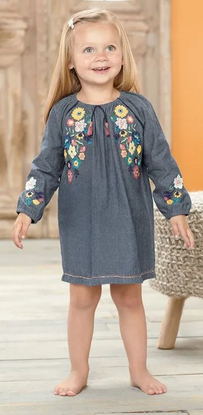 Mud Pie Chambray Embroidered Dress & Bloomer Set