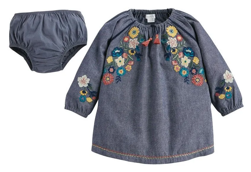 Mud Pie Chambray Embroidered Dress & Bloomer Set