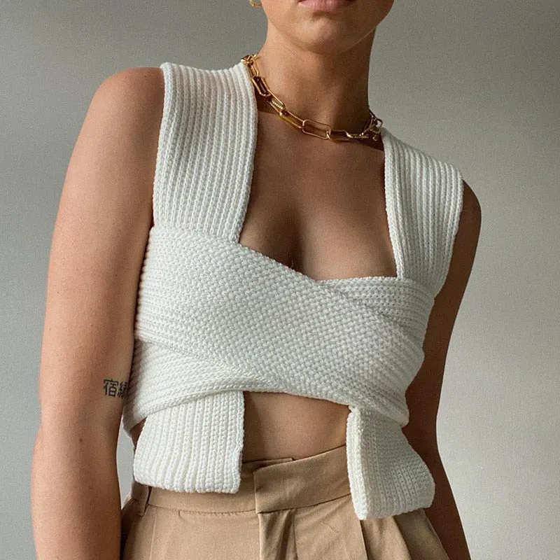 Multi Wrap Knitted Bandage crop top