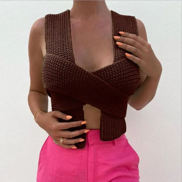 Multi Wrap Knitted Bandage crop top
