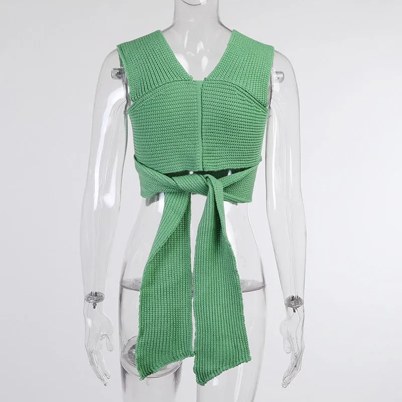 Multi Wrap Knitted Bandage crop top