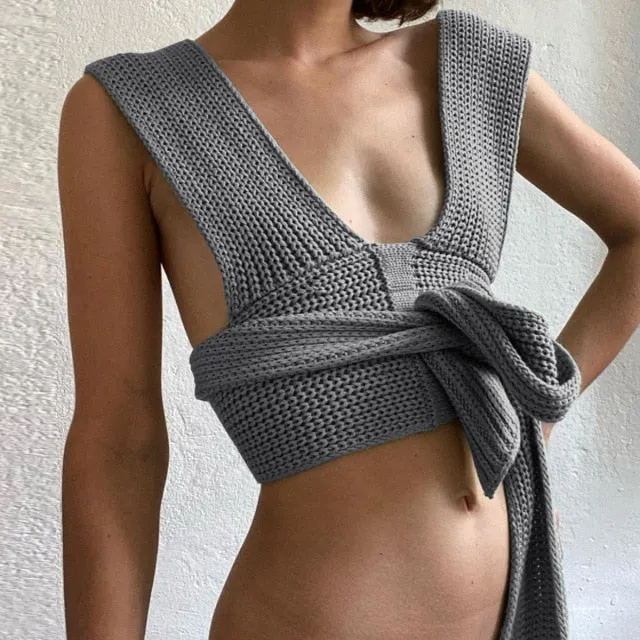 Multi Wrap Knitted Bandage crop top