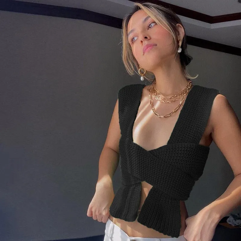 Multi Wrap Knitted Bandage crop top