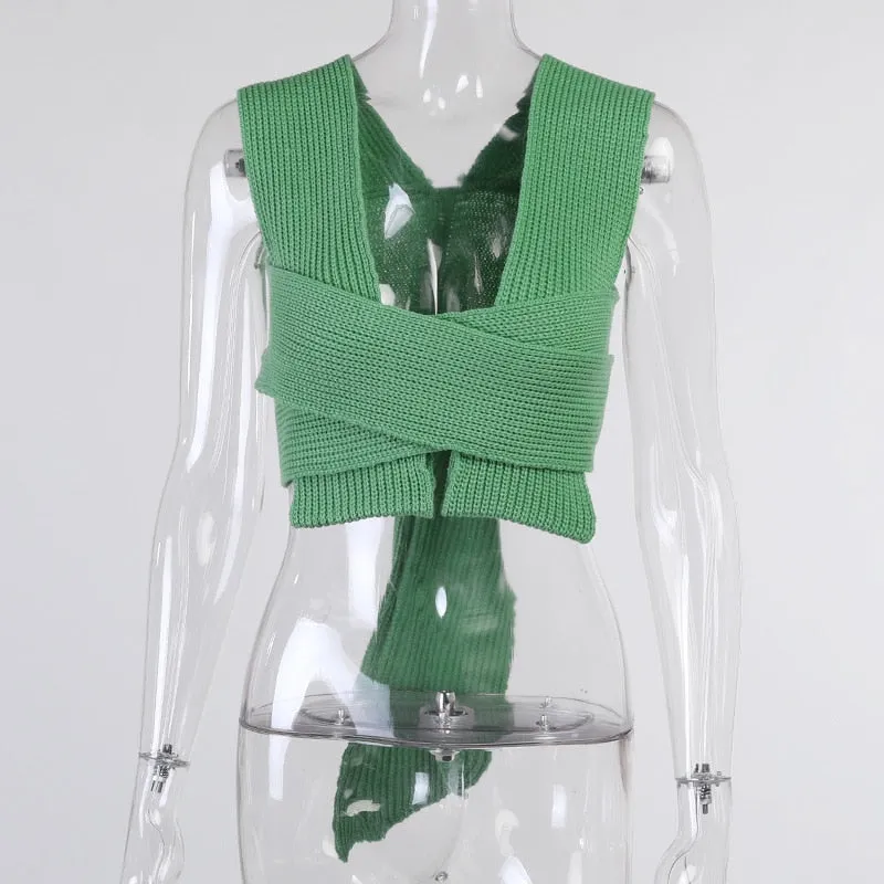 Multi Wrap Knitted Bandage crop top