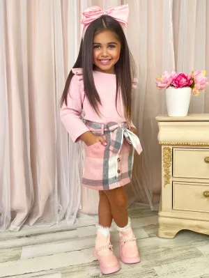 My Fave Girl Pink Ruffled Top and Brushed Fleece Skirt Set