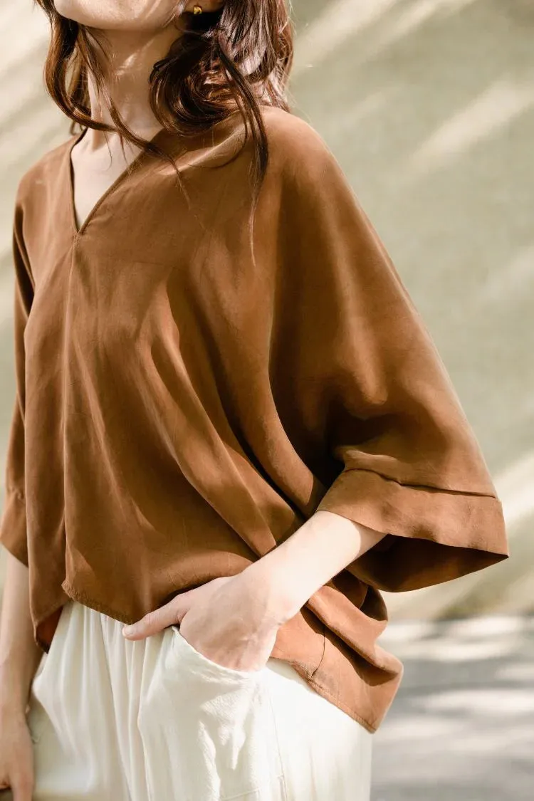 Natalie Busby Off the Cuff V-Neck Coffee