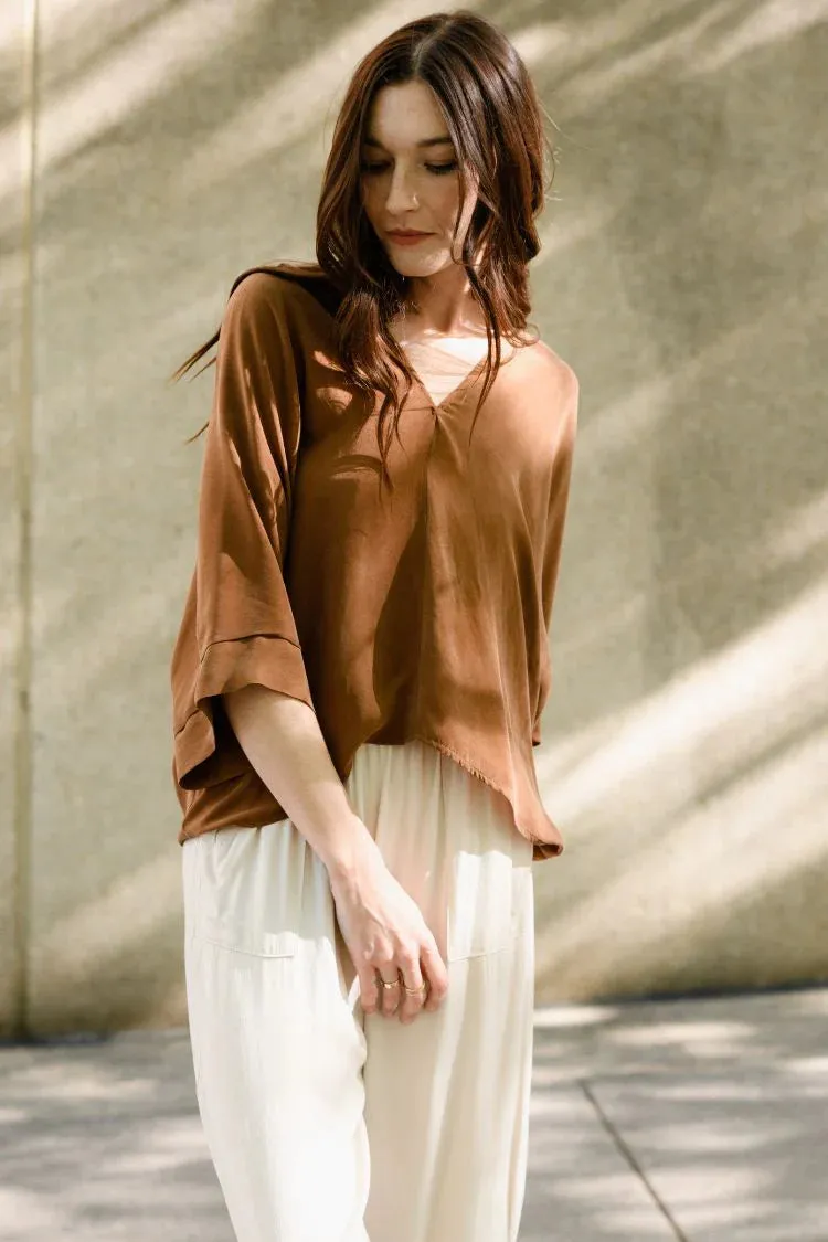 Natalie Busby Off the Cuff V-Neck Coffee