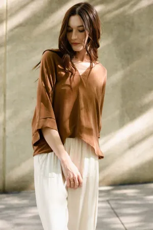 Natalie Busby Off the Cuff V-Neck Coffee