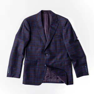 Navy and Red Plaid Wool Sport Coat