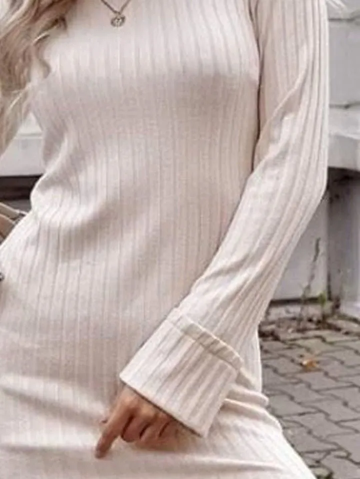 Never Alone Ribbed Knit Crewneck Bodycon Mini Dress