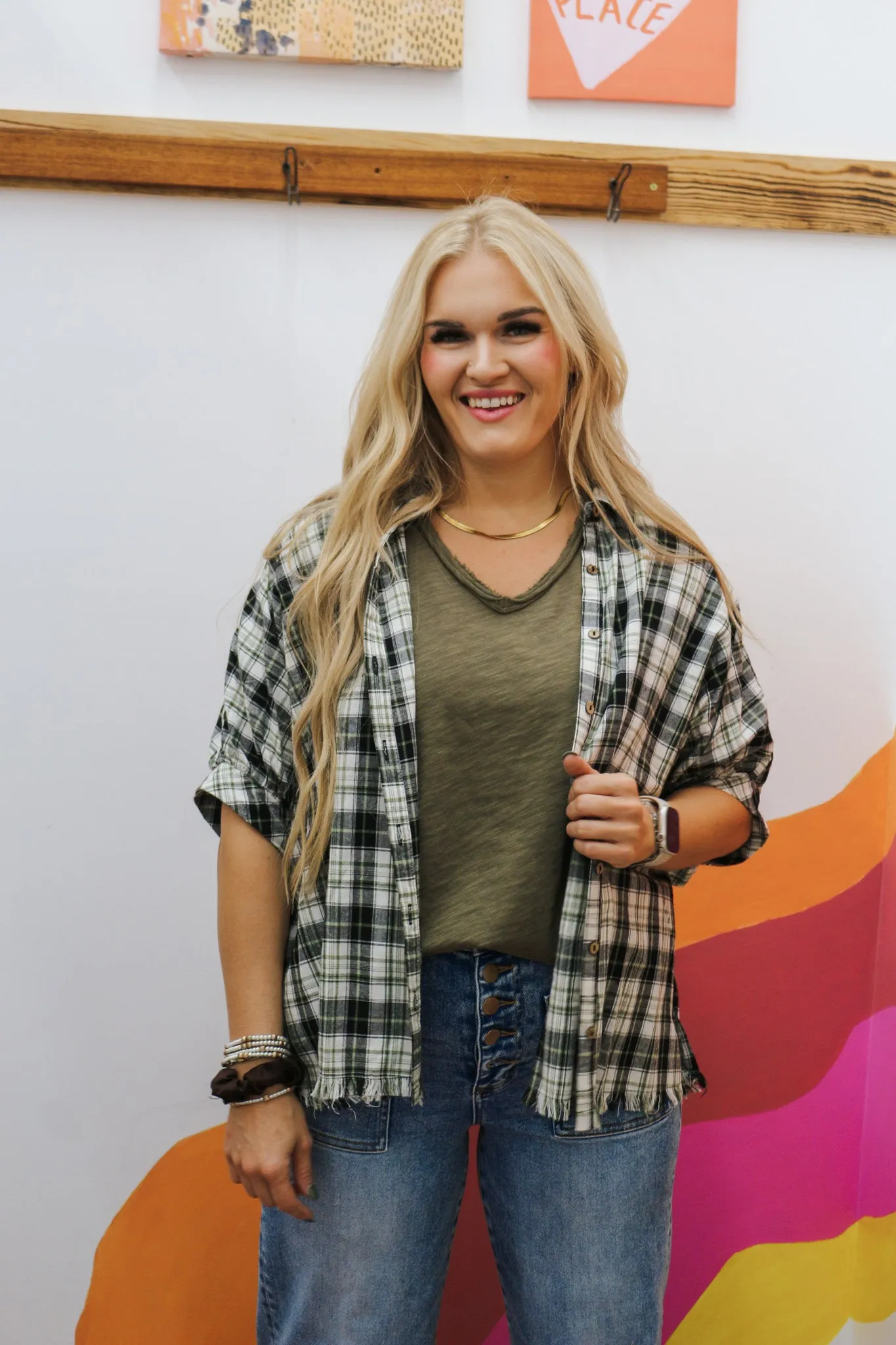 New Beginnings Black Plaid Top