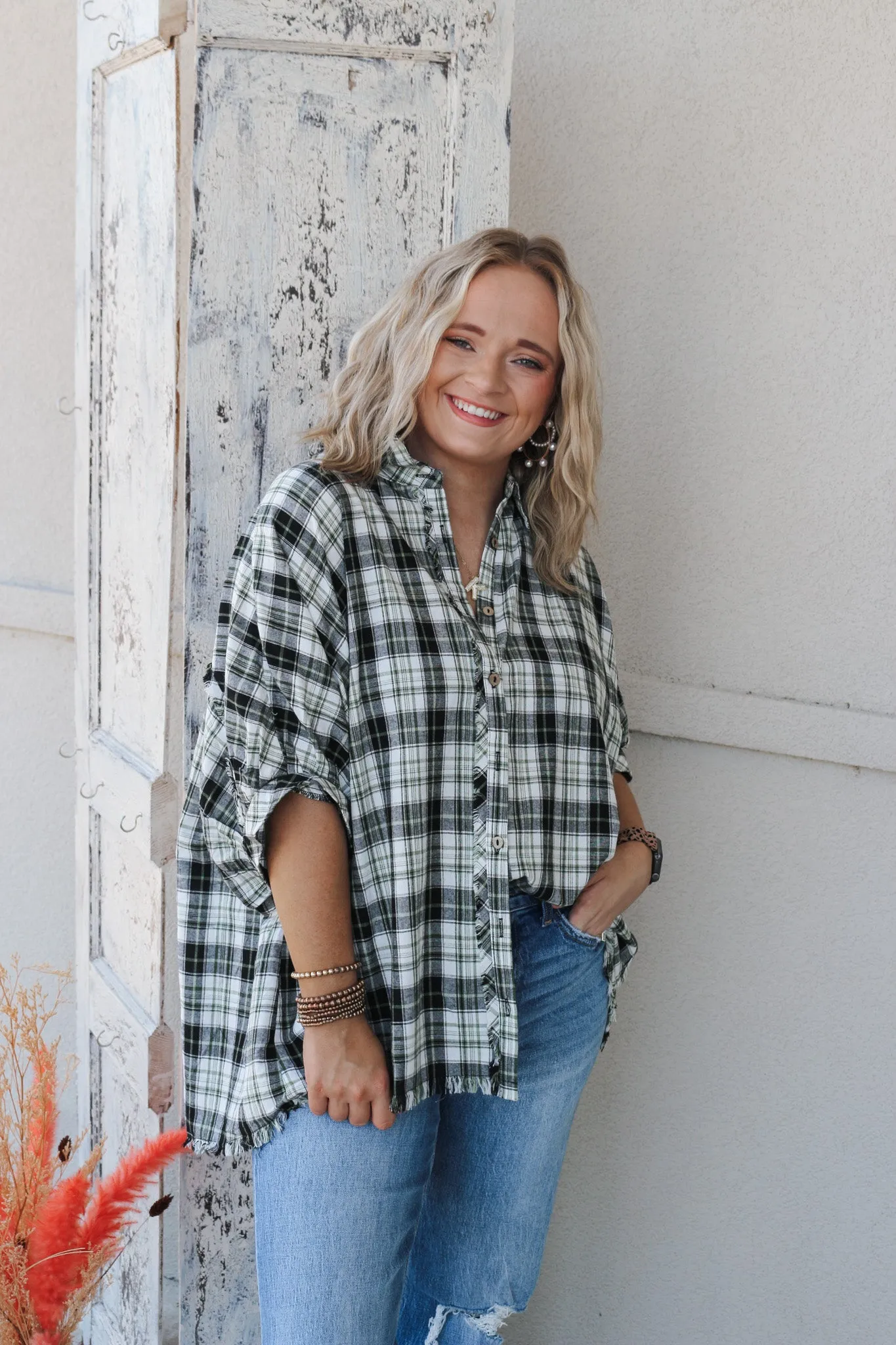 New Beginnings Black Plaid Top