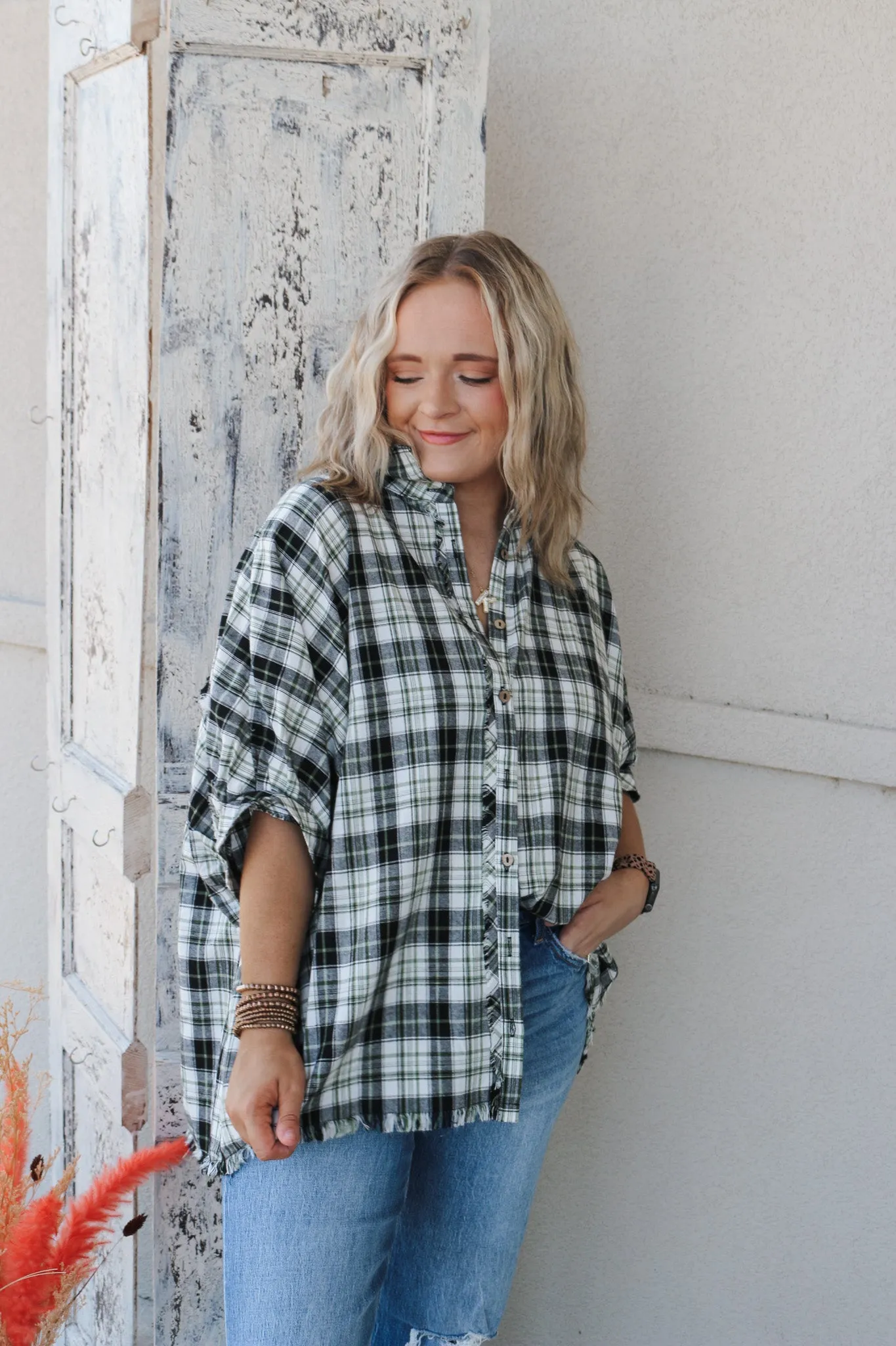 New Beginnings Black Plaid Top