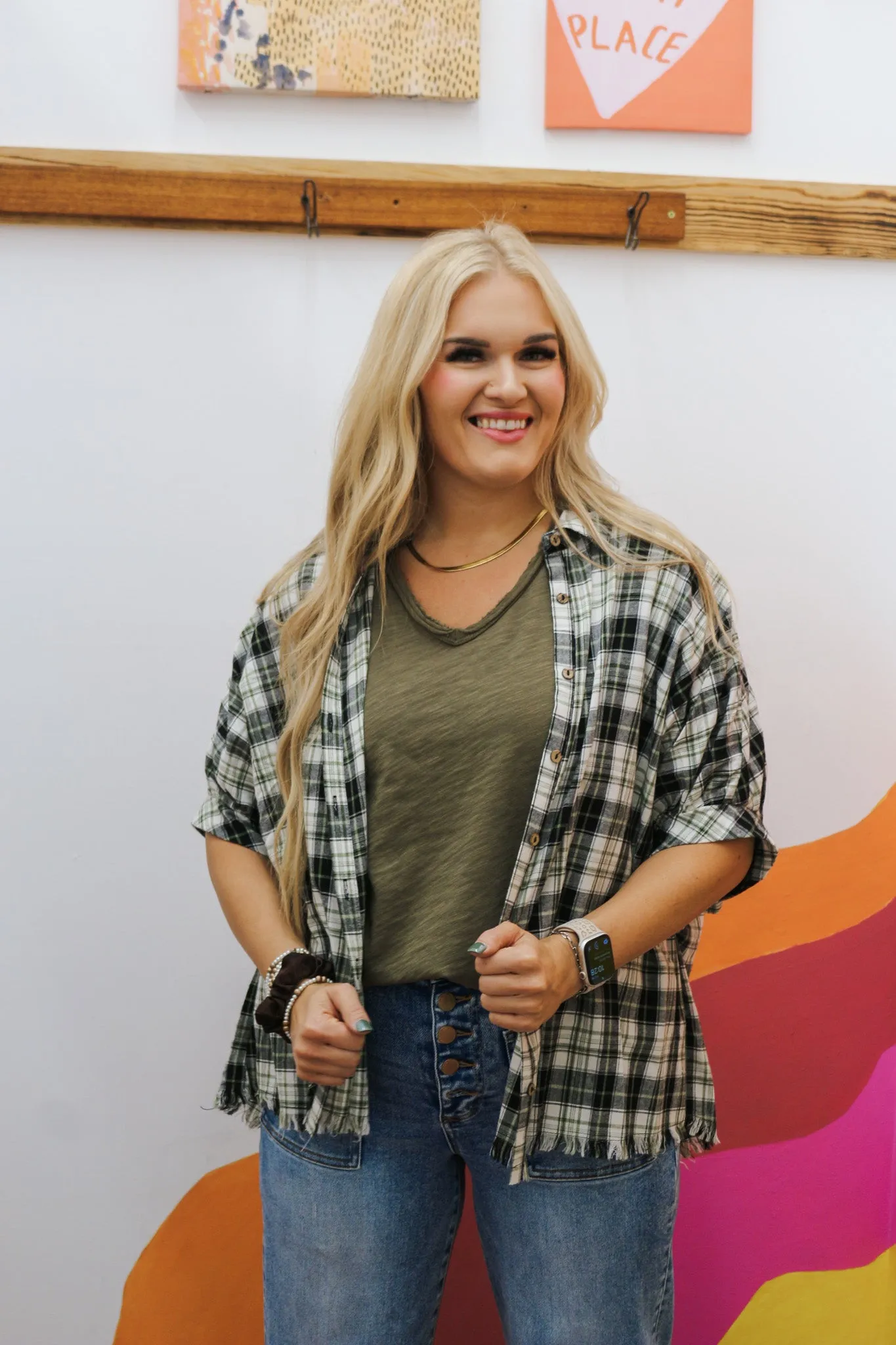 New Beginnings Black Plaid Top
