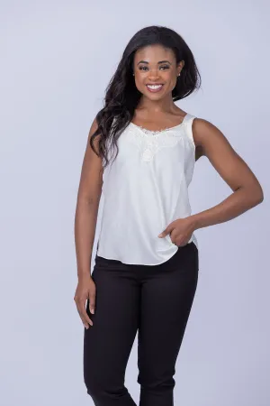 Nic Zoe Lace Cami Tank In Bone