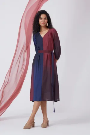 Okhai 'Dusky Sky' Ombre V-Neck Modal Silk Dress