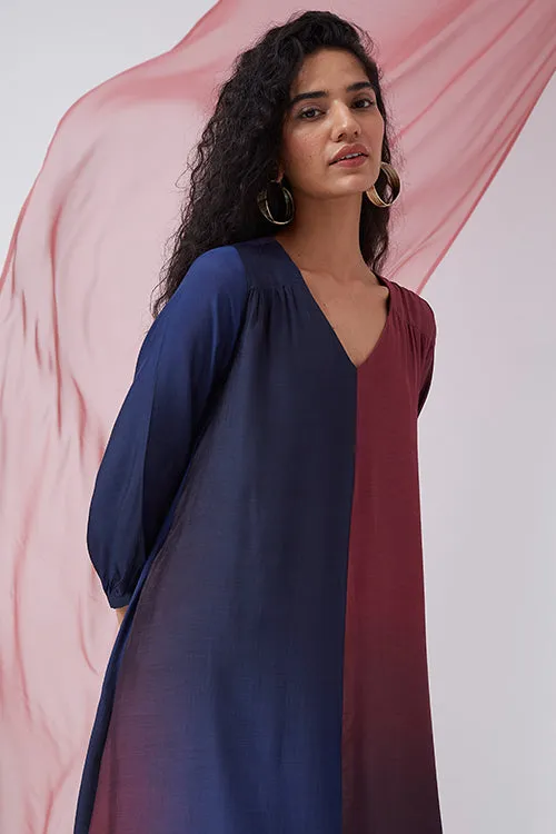 Okhai 'Dusky Sky' Ombre V-Neck Modal Silk Dress
