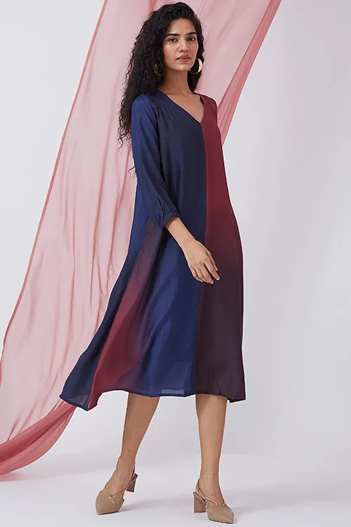 Okhai 'Dusky Sky' Ombre V-Neck Modal Silk Dress