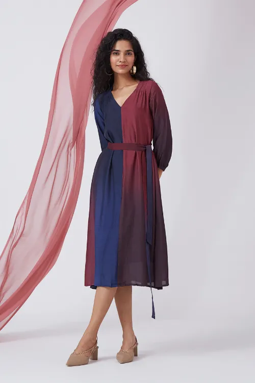 Okhai 'Dusky Sky' Ombre V-Neck Modal Silk Dress