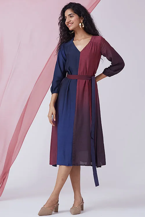Okhai 'Dusky Sky' Ombre V-Neck Modal Silk Dress