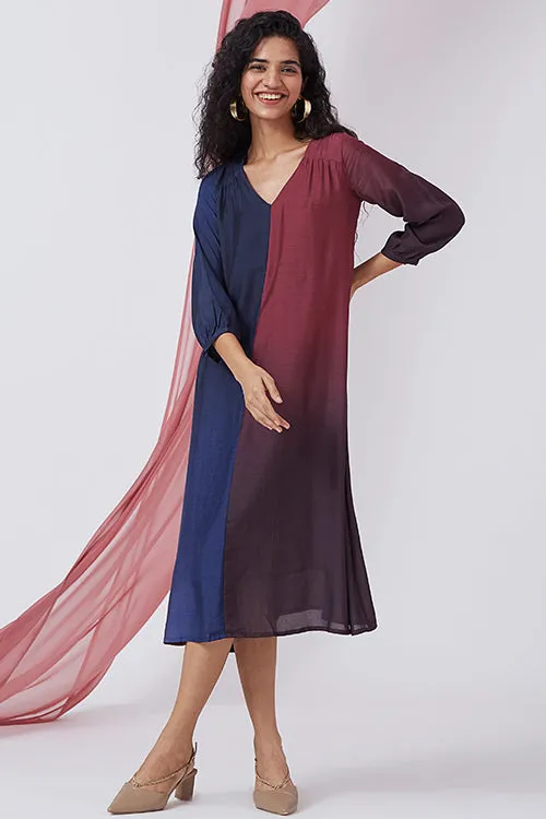 Okhai 'Dusky Sky' Ombre V-Neck Modal Silk Dress