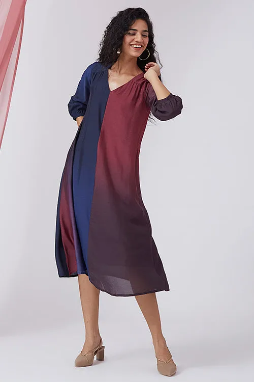 Okhai 'Dusky Sky' Ombre V-Neck Modal Silk Dress